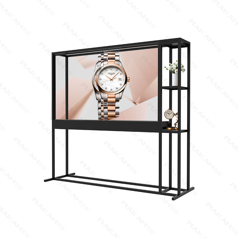 77寸OLED透明屏立式展示柜